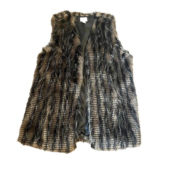Chico's Jackets & Blazers - Chico's Womens Zebra Patterned Faux Fur Vest